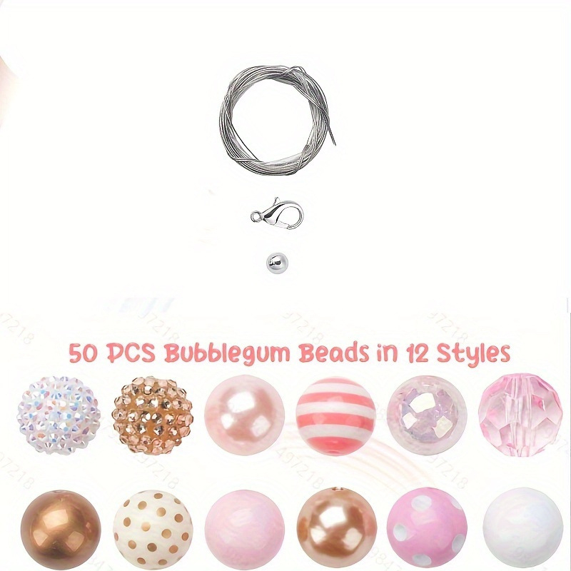 Akrilo karoliukų rinkinys — 50 vnt., laisvų karoliukų DIY papuošalų gamybai (Vasara 2024)