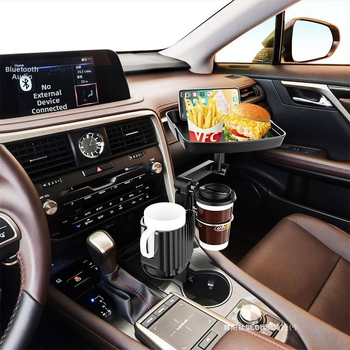 Automobiļa krūžu turētājs ar ēdiena plāksni, plastmasas, pilnīgi funkcionāla plāksne