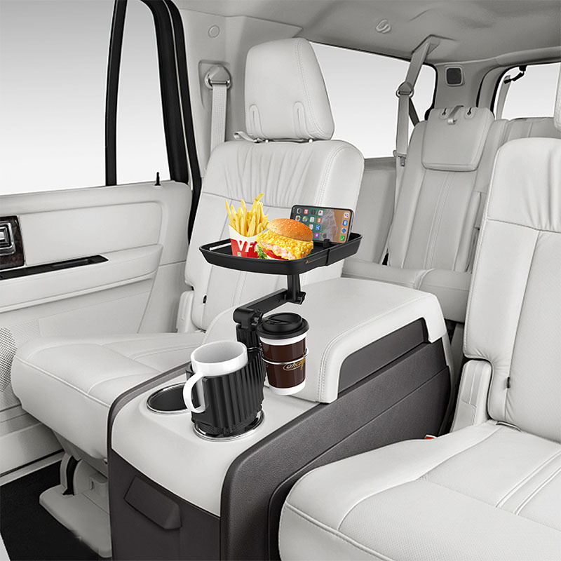 Autó pohártartóval és étkezőtálcával, műanyag, teljesen funkcionális tál