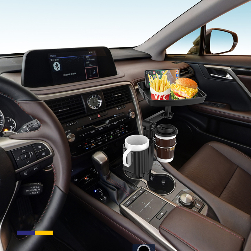 Autó pohártartóval és étkezőtálcával, műanyag, teljesen funkcionális tál