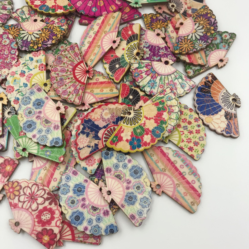 Φαν-σχήματος ξύλινο μενταγιόν για DIY κλιπ μαλλιών, vintage ξύλινα κοσμήματα, ξύλο, σύνδεση με οφθαλμικό κουμπί, CX μάρκα