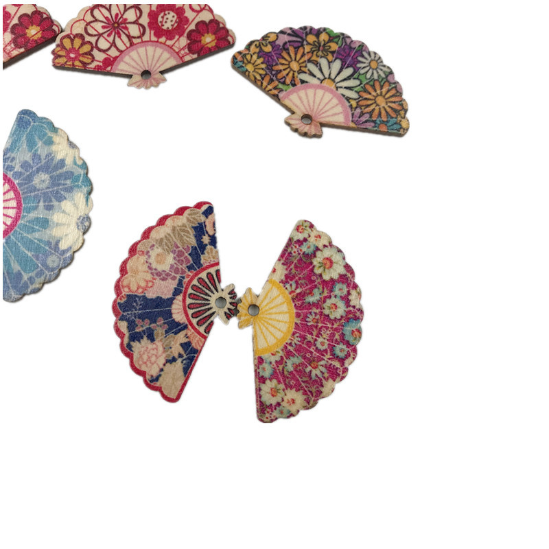 Φαν-σχήματος ξύλινο μενταγιόν για DIY κλιπ μαλλιών, vintage ξύλινα κοσμήματα, ξύλο, σύνδεση με οφθαλμικό κουμπί, CX μάρκα