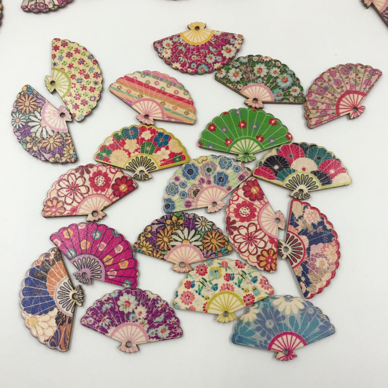 Φαν-σχήματος ξύλινο μενταγιόν για DIY κλιπ μαλλιών, vintage ξύλινα κοσμήματα, ξύλο, σύνδεση με οφθαλμικό κουμπί, CX μάρκα