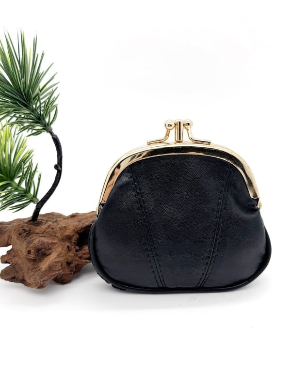 Tikro odos monetų piniginė su užtrauktuku ir kortelių laikikliu, unisex, miesto minimalistinis stilius