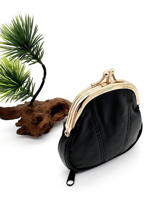 Igaz bőr pénztárca érmékhez cipzárral és kártyatartóval, uniszex, városi egyszerű stílus