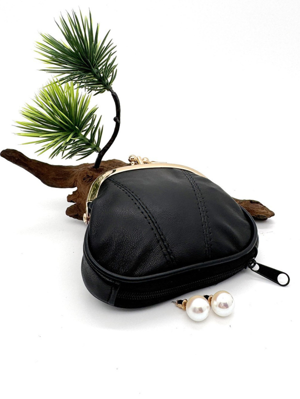 Igaz bőr pénztárca érmékhez cipzárral és kártyatartóval, uniszex, városi egyszerű stílus