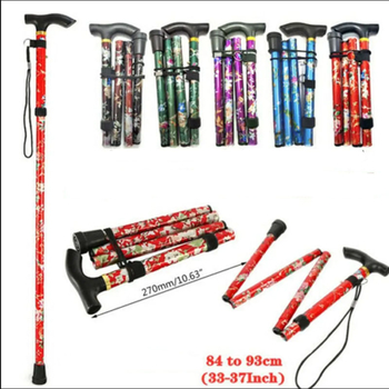 Сгъваем походен бастун с права дръжка, алуминиева сплав, регулируем, за възрастни