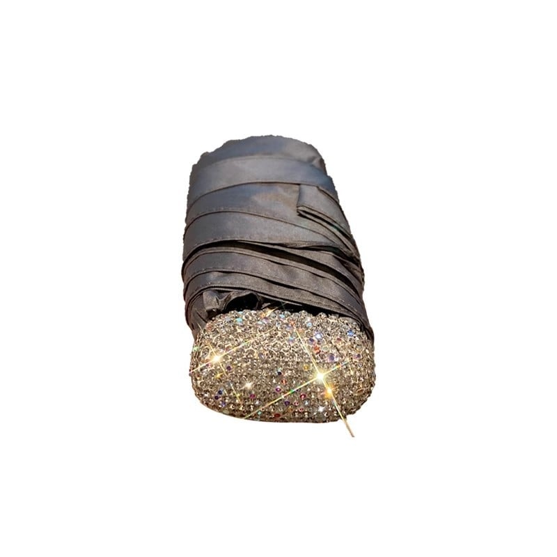 Umbrelă de soare pliabilă cu ornament diamant, protecție UV, deschidere manuală, pentru zile însorite și ploioase