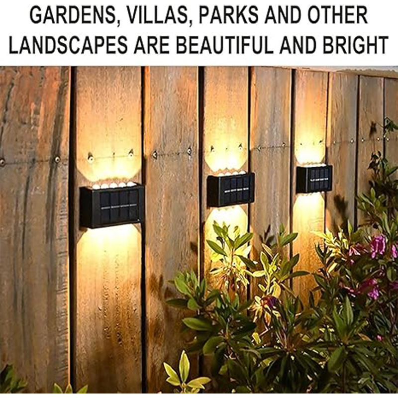 Saulės LED sieninis šviestuvas lauko naudojimui su viršuje ir apačioje apšvietimu, 12V, 2000 lm, 90° spindulio kampas, IP65, 8–10 LED