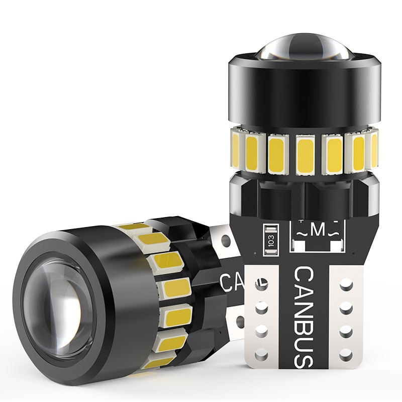 LED T10 крушка с леща за светлина на регистрационния номер и индикатор за ширина, 12V, 2.1W, 18SMD 3014, декодиране 12V-50V