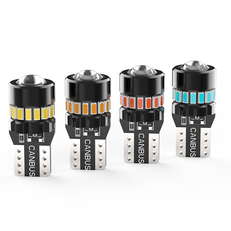 Lampă LED T10 cu lentilă pentru lumina plăcii de înmatriculare și semnalizatorul de lățime, 12V, 2.1W, 18SMD 3014, decodare 12V-50V