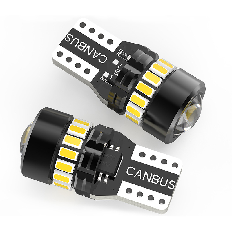 Lampă LED T10 cu lentilă pentru lumina plăcii de înmatriculare și semnalizatorul de lățime, 12V, 2.1W, 18SMD 3014, decodare 12V-50V