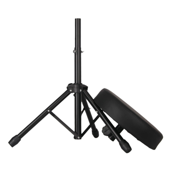 Συρόμενο σκαμπό για ντράμς με ρυθμιζόμενη ύψος, κυκλικό κάθισμα και τριγωνικό πλαίσιο