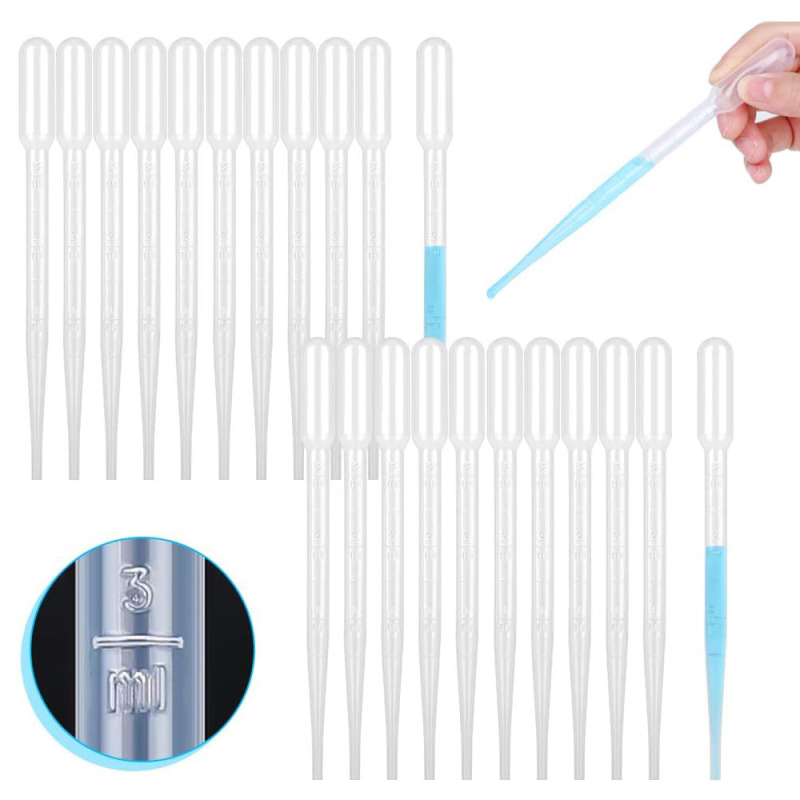 JM vienkartinė plastikinė graduota pipetė, pakuotėje 100 vnt, namų skysčių perdavimui