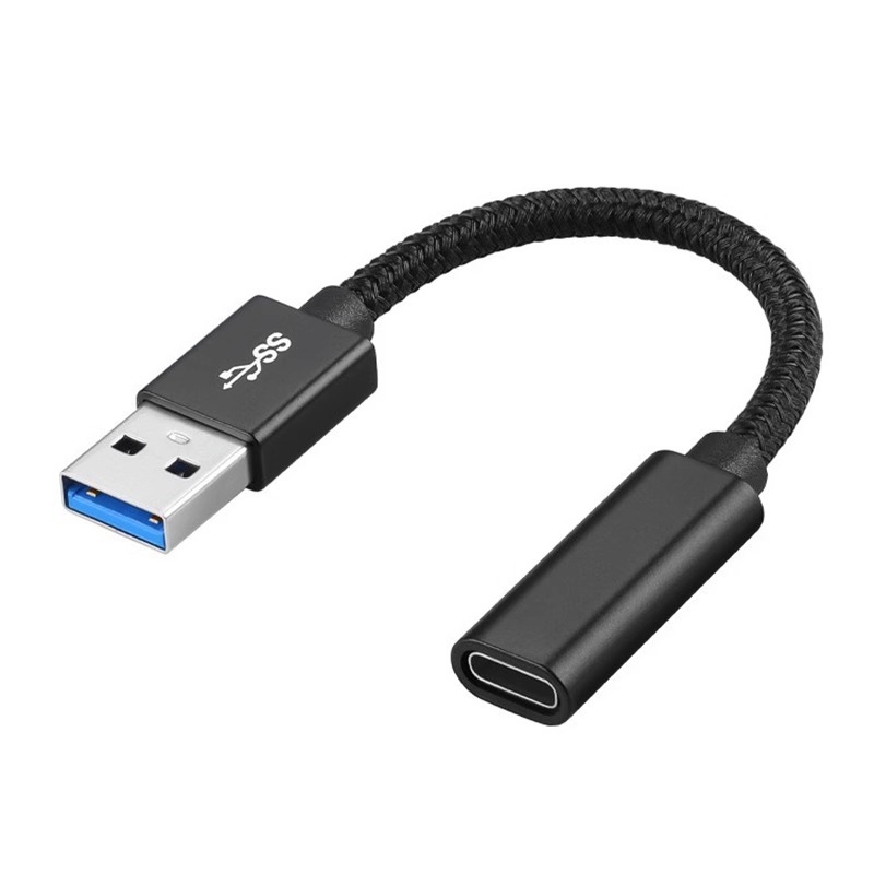 Adaptér USB-A muži na USB-C žena, predĺžovací kábel, dátový prenos, Type-C rozhranie, sieťovaný materiál, rýchle nabíjanie