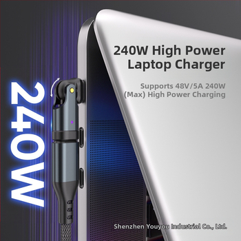 Type-C προσαρμογέας αυτοκινήτου με περιστροφή 180°, 240W γρήγορη φόρτιση, συμβατός με Huawei και iPhone 16