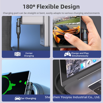 Type-C προσαρμογέας αυτοκινήτου με περιστροφή 180°, 240W γρήγορη φόρτιση, συμβατός με Huawei και iPhone 16