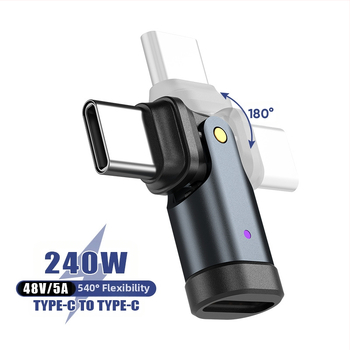 Type-C προσαρμογέας αυτοκινήτου με περιστροφή 180°, 240W γρήγορη φόρτιση, συμβατός με Huawei και iPhone 16