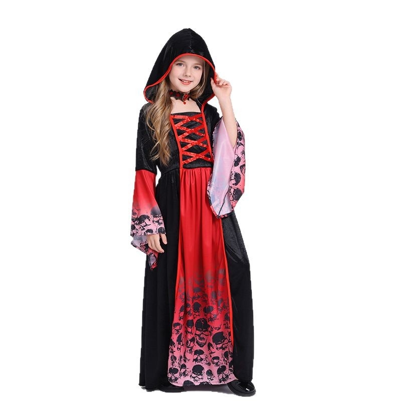 Cosplay Halloween Kraljevski vampirski kostim za djevojčice – kostim vještice za zabavu i uloge (mješavina poliestera-elastana, 90–95% poliestera, prikladno za djevojčice mlađe od 17 godina, proljeće 2025 izdanje)
