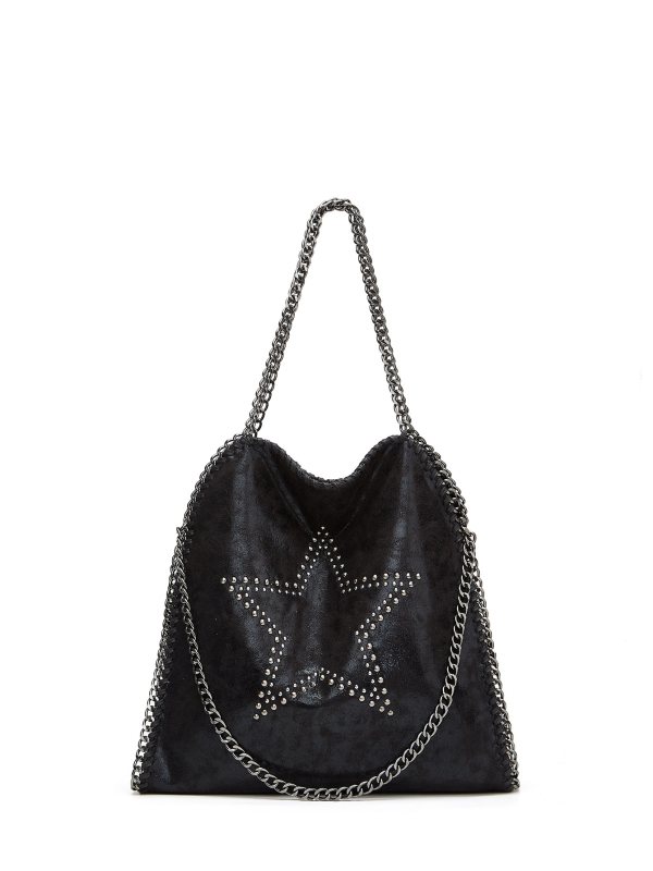 Ženska torbica preko ramena s lancem, retro petokraka zvijezda motiva, veliki kapacitet, vertikalni kvadratni oblik, zatvarač