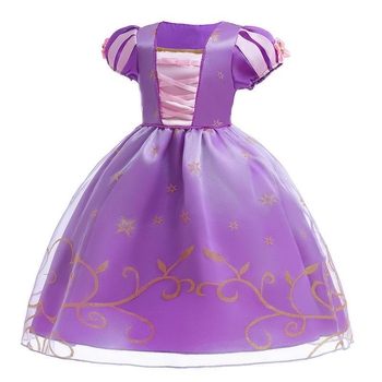 Dječja haljina princeze s puff rukavima, enzimatski oprana mješavina pamuka i poliestera (65% poliester / 35% pamuk), podstava od pamuka, za dob djece 3–8 godina