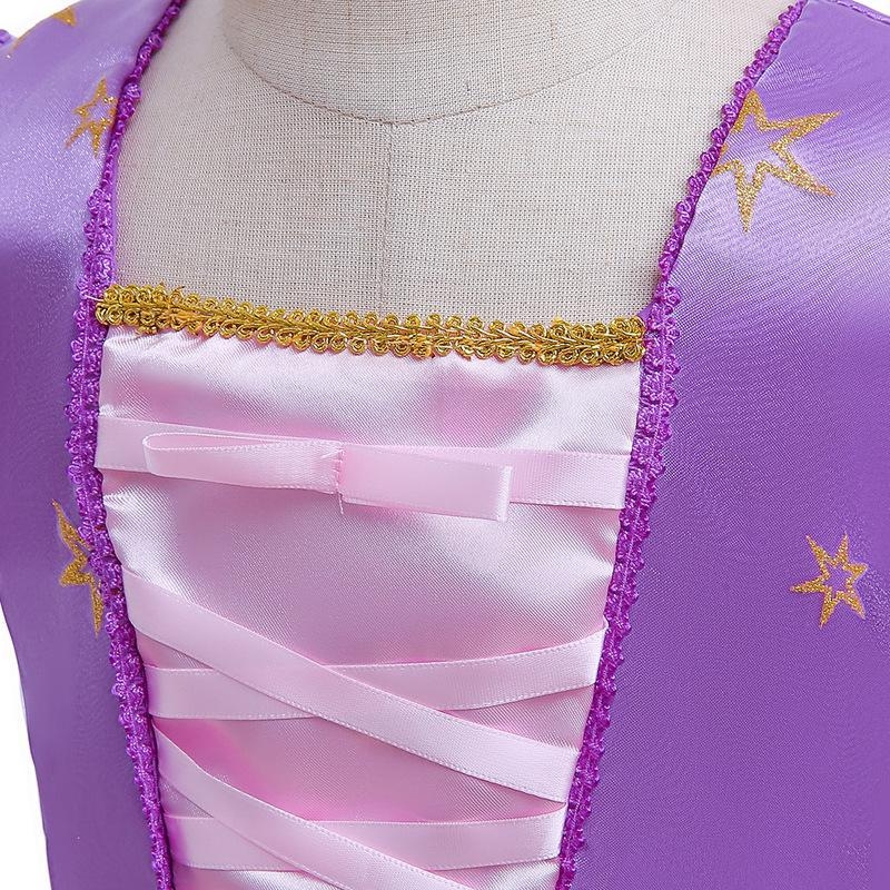 Dječja haljina princeze s puff rukavima, enzimatski oprana mješavina pamuka i poliestera (65% poliester / 35% pamuk), podstava od pamuka, za dob djece 3–8 godina