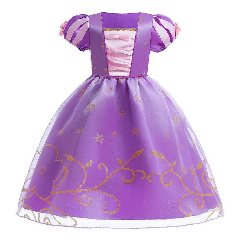 Dječja haljina princeze s puff rukavima, enzimatski oprana mješavina pamuka i poliestera (65% poliester / 35% pamuk), podstava od pamuka, za dob djece 3–8 godina
