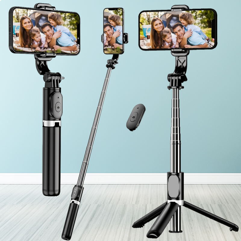 Q02 Bețișor de selfie Bluetooth cu telecomandă, trepied pentru telefon (din plastic)