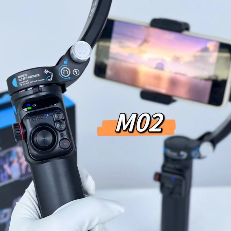 M02 Ručný Troj-osi Stabilizátor s Sledovaním Tváre, Proti Otrasom a Stolný Držiak na Telefón