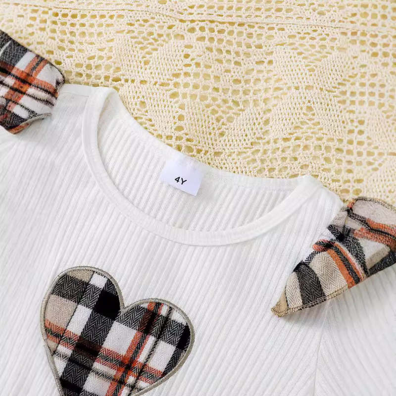 Dječja haljina za proljeće i jesen, karirani uzorak, dugi rukav, A-linijski kroj, poliester