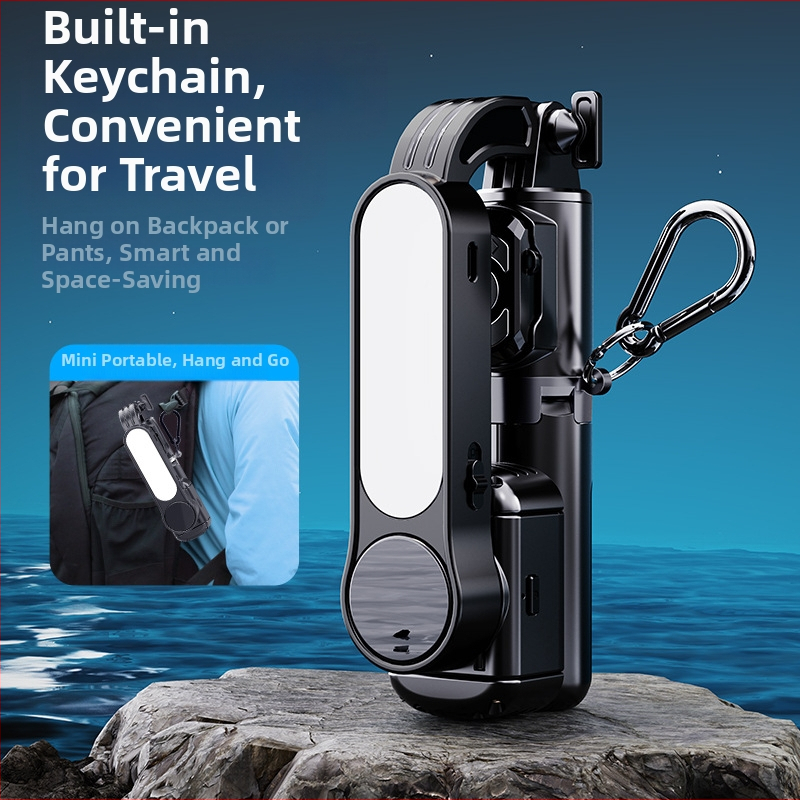 Q33 RGB Mini Selfie Laikiklis su Stabilizatoriumi, Ištraukiamas, RGB Šviesa, Bluetooth Nuotolinis Valdiklis, Mobiliojo Telefono Trikojis