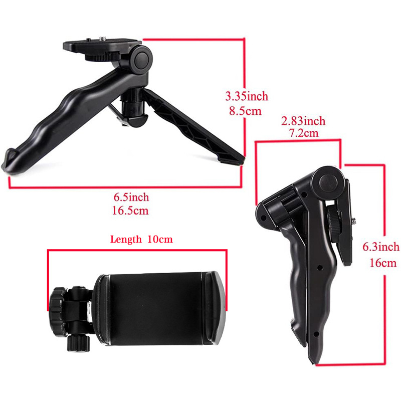 Összecsukható telefontartó hot shoe csatlakozással, kompatibil mobiltelefonokkal és mirrorless/DSLR kamerákkal — többfunkciós állvány/tripod a vízszintes és függőleges felvételekhez, élő közvetítéshez ideális