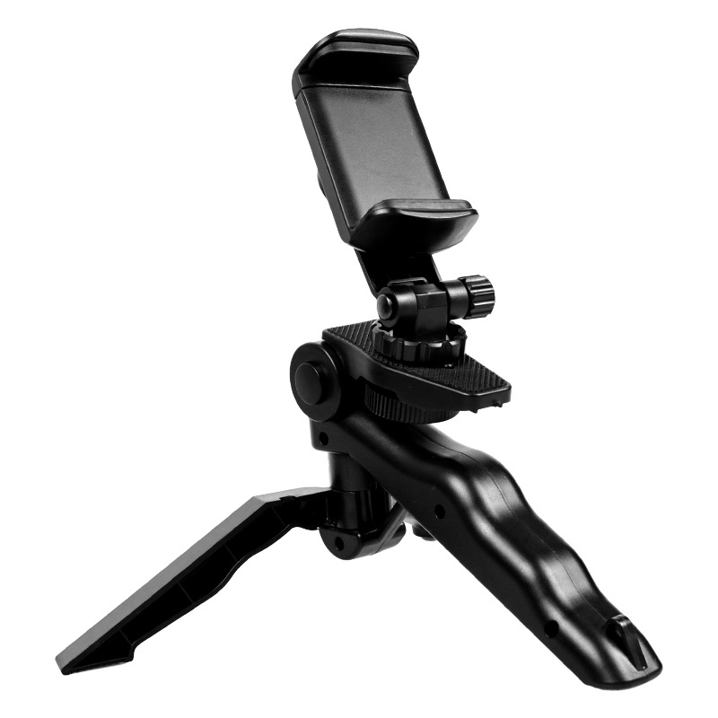 Összecsukható telefontartó hot shoe csatlakozással, kompatibil mobiltelefonokkal és mirrorless/DSLR kamerákkal — többfunkciós állvány/tripod a vízszintes és függőleges felvételekhez, élő közvetítéshez ideális