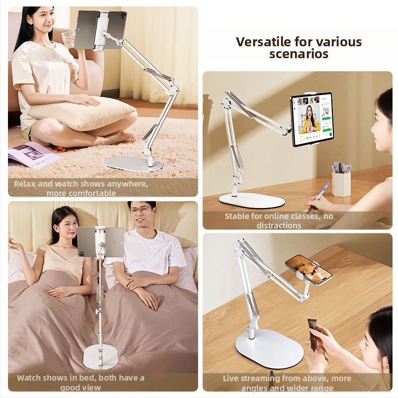 Konzolový stojan na tablet na nočnú skrinku, skladací, 360° otáčanie, bez montáže, univerzálny pre iPad, zliatina hliníka