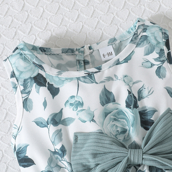 Σετ δύο τεμαχίων για κορίτσια: Φλοράλ φόρεμα χωρίς μανίκια και κοντό μονόχρωτο ζακετάκι, Πολυεστέρας 97%