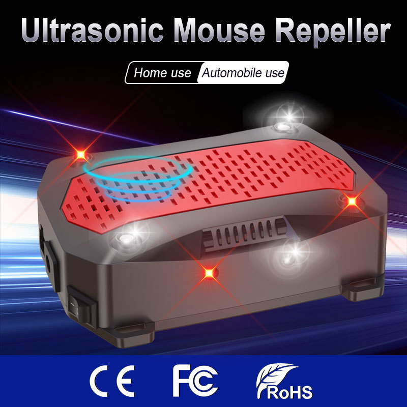 Ultragarsinis pelių atbaidymo įrenginys WH-542 automobiliui, variklio skyriui ir vidaus naudojimui – 12V, 0.45W, ABS korpusas