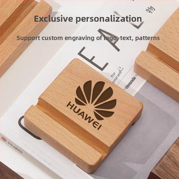 Στήριγμα κινητού από ξύλο καρυδιάς και βεύκου με βάση από μασίφ ξύλο, δυνατότητα χάραξης λογότυπου, μοντέρνο μινιμαλιστικό στυλ