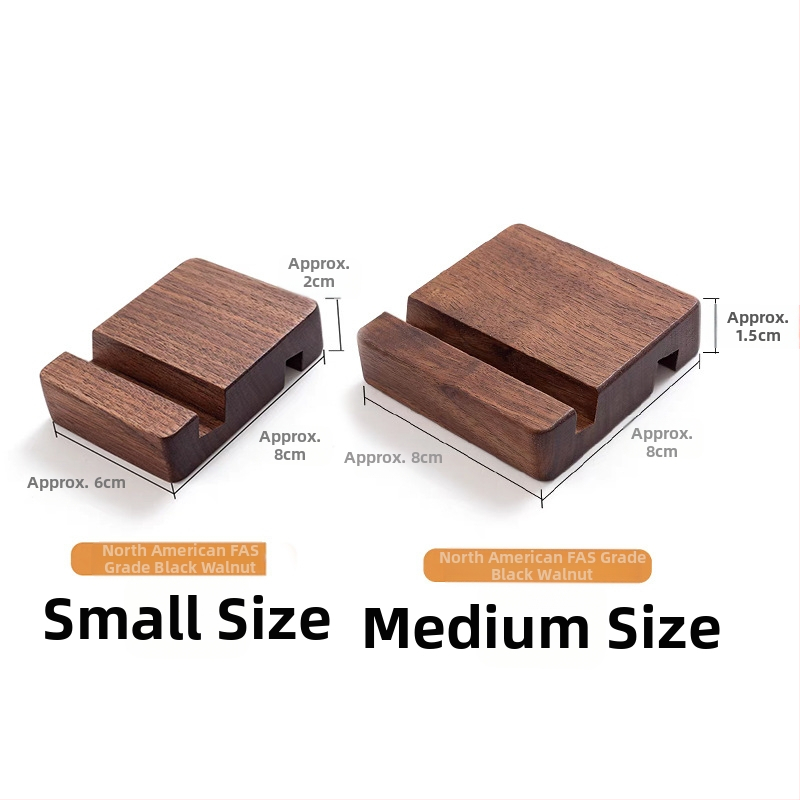 Držiak na mobil z orechového a bukového dreva, pevný podstavec, gravírovanie loga, moderný minimalistický štýl