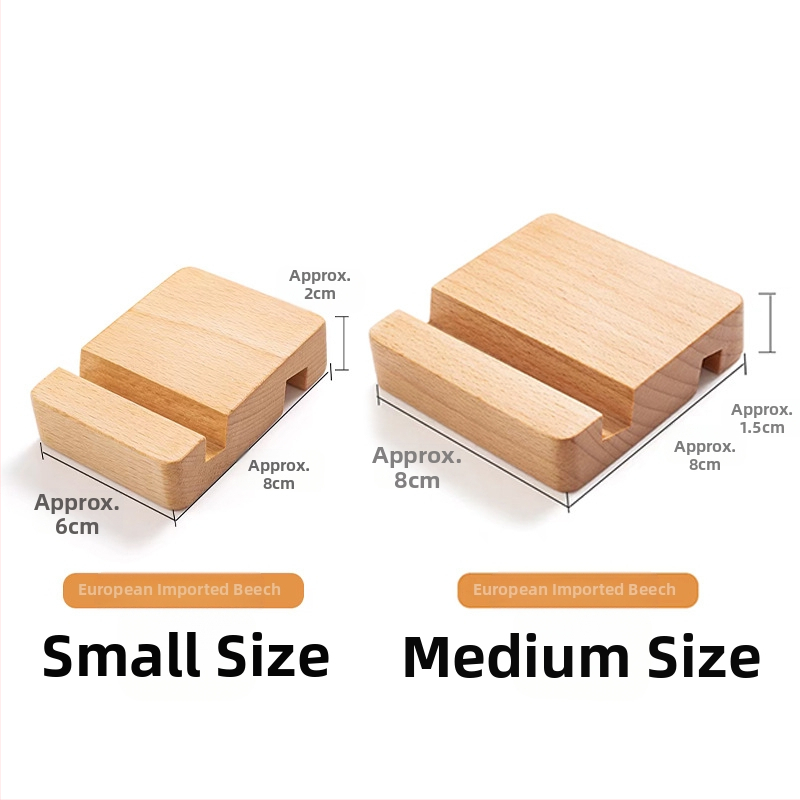 Držiak na mobil z orechového a bukového dreva, pevný podstavec, gravírovanie loga, moderný minimalistický štýl