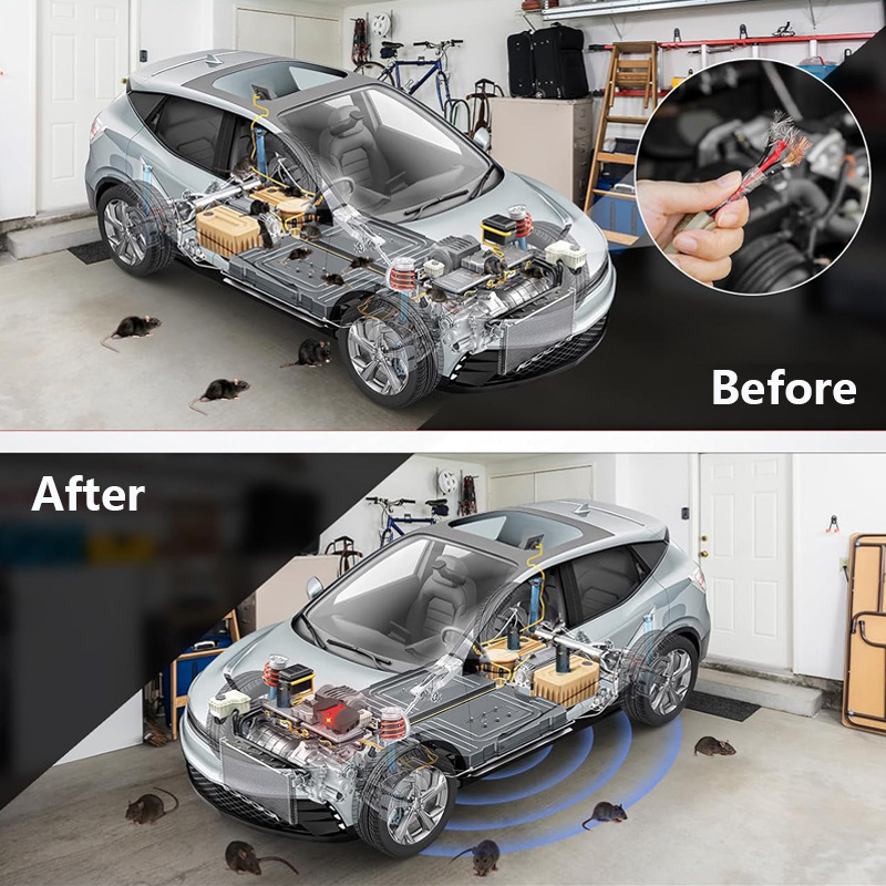 WH-540 Ultragarsinis pelės atbaidytuvas automobiliams ir namams, 2-in-1 variklio skyriaus dizainas, 12V, 0,45W, ABS korpusas