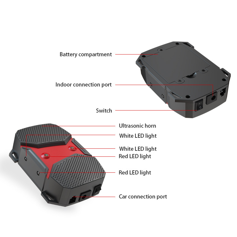 WH-540 Ultragarsinis pelės atbaidytuvas automobiliams ir namams, 2-in-1 variklio skyriaus dizainas, 12V, 0,45W, ABS korpusas