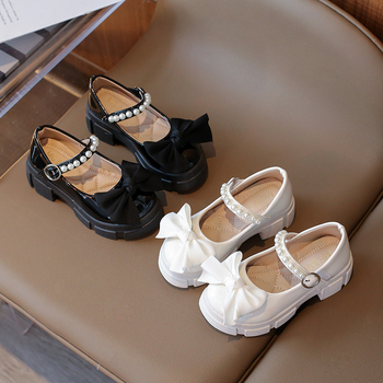 Dječje PU kožne cipele, korejskog stila, s mašnicom, platformom, Velcro zatvaračem, za djevojčice od 4 do 12 godina