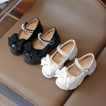 Dječje PU kožne cipele, korejskog stila, s mašnicom, platformom, Velcro zatvaračem, za djevojčice od 4 do 12 godina