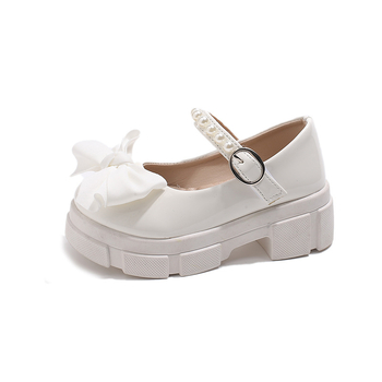 Dječje PU kožne cipele, korejskog stila, s mašnicom, platformom, Velcro zatvaračem, za djevojčice od 4 do 12 godina