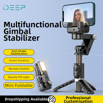 Стабилизатор за мобилен телефон за лайв стрийминг, анти‑трептене, телескопично рамо, подсветка и дистанционно управление (Bluetooth)