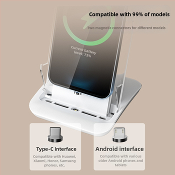 Ασύρματος φορτιστής 15W με μαγνητική ευθυγράμμιση, 65W γρήγορη φόρτιση, πρωτόκολλο QC3.0, κάθετη βάση γραφείου