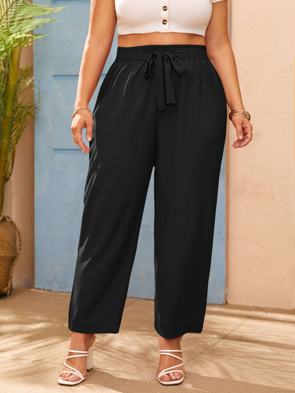 Дамски полиестерни широки панталони за жени, лято 2024, елегантно офис облекло