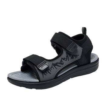 Παιδικά αθλητικά σανδάλια με επάνω μέρος από δέρμα και ύφασμα, ριγέ σχέδιο, διπλού στρώματος EVA σόλα, κλείσιμο Velcro, για ηλικίες 7–16 ετών