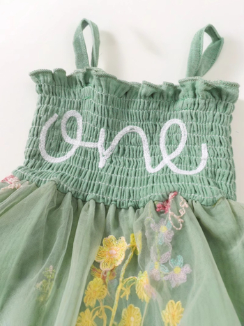 Βαμβακερό φόρεμα-πριγκίπισσα για κορίτσια, με τιράντες, φλοράλ μοτίβο και πιέτες