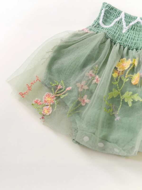 Памучна презрамкова рокля принцеса за момичета с флорален принт и набрани детайли